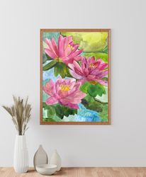 Water lilies - full bloom - Interior design, Flower pictures, lily Prints