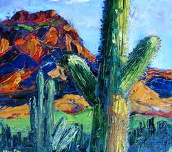 Desert Painting Oil Floral Original Art Landscape Impasto