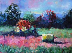 Wildflower Painting Oil Meadow Original Art Landscape Artwork
