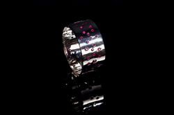Silver Bangle With Ruby Gemstones