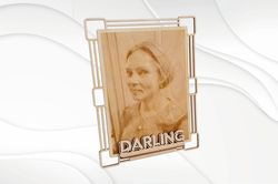 Photo frame for laser engraving. Laser cut vector design. Glowforge svg project, ready use cut plan, svg dxf files.