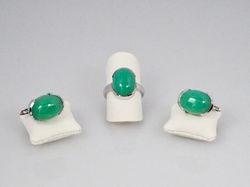 Sterling Silver Set With Chrysoprase Stones
