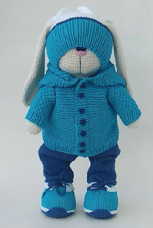 Bunny Rabbit toy in clothes, crochet animals bunny, Bunny doll toy