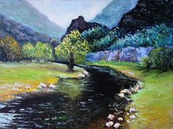Mountains Painting Oil Original Art Landscape Artwork Canvas Art