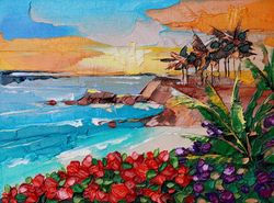 Laguna Beach Painting California Landscape Original Art Impasto Artwork 8 by 10 in