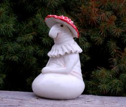 Great idea for a cute, fun gift. Unusual funny figurine ,Magic Mushroom ,Amanita Handmade ceramic figurine, Funny meme Sculpture ,Fictional character ,Fairy mushroom Garden decor ,Home decor ,Gift friend