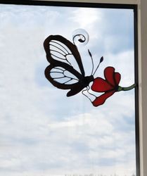 Butterfly wall decor, Stained glass, Insect gift, Suncatcher Mosaic