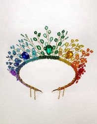 Rainbow crown, Rainbow headpiece, LGBT crown, LGBTQ accessories, Rainbow tiara, Rainbow accessories, Pride jewelry, Pride accessories, Pride crown, Rainbow diadem, lgbt jewelry, lgbt headband, rainbow headband, lgbt wedding, Rainbow wedding