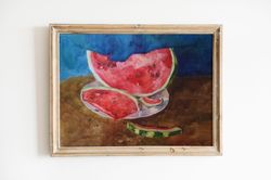 Watermelon original painting watercolor artwork fruit painting kitchen decor