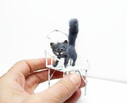 A little gray and blue cat for the dollhouse collector and cat lover.