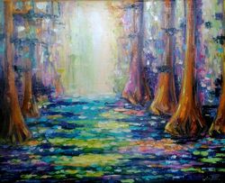 Oil Painting Louisiana Swamps Cypresses Oil on Canvas Landscape Louisiana Art