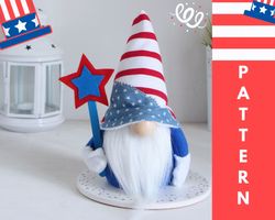 Patriotic gnome pattern and Tutorial Toy pattern Soft toy pattern Handmade toy pattern