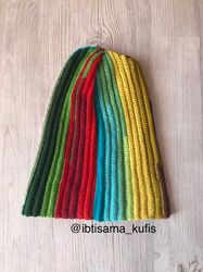 Funny multicolored beanie hat crochet slouchy
