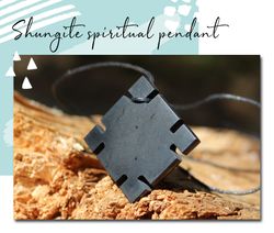 Shungite spiritual stone pendant necklace. EMF protection. Gift for him