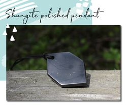 Shungite crystal pendant necklace healing & protection EMF. Authentic shungite jewelry for chakra clearing.