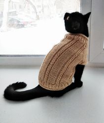 Knitted clothing for cat sphynx Sweater for cat Jumper for sphynx Jumper for cat Cables cat sweater Small dog jumper