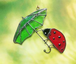 Stained glass suncatcher, Stained glass window hangings ladybug ornament, Sun catcher sweet 16 gift