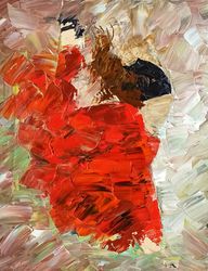 Flamenco Dancer Painting Woman Artwork Red Dress Oil Painting