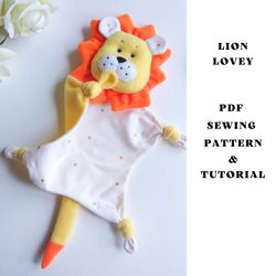 PDF sewing pattern Lion lovey Baby comforter Digital Download