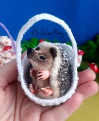 Crochet Hedgehog, Realistic animal toy, Miniature hedgehog, Interior toy