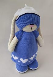 Bunny doll plush, Bunny Stuffed Animal, Crochet Bunny Doll with clothes, Gift idea kids