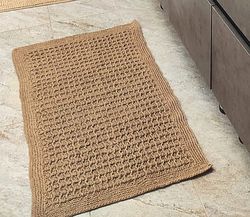 Jute bath mat crochet. Minimalist rug. Organic wafe rug. Restangular mat. Interior crochet rug. Massage Jute rug. Beuge bath mat.Indoor mat.