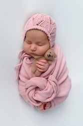Newborn wrap set for photography Newborn bonnet Knit wrap and hat set