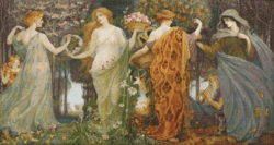 PDF Counted Vintage Cross Stitch Pattern | A Masque for the Four Seasons | Walter Crane 1909 | 3 Sizes