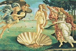 PDF Counted Vintage Cross Stitch Pattern | Art | The Birth of Venus | Sandro Botticelli from 1483 to 1485 | 6 Sizes