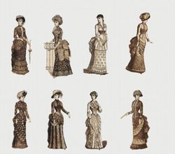 PDF Counted Vintage Cross Stitch Pattern | Ladies | The Victorian Era | Fashion | 4 Sizes