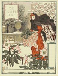 PDF Counted Vintage Cross Stitch Pattern | Garden Calendar for December | Female Gardener | 1800s | 5 Sizes