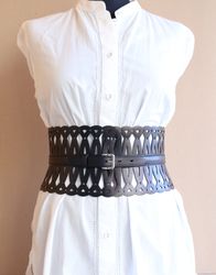 Genuine leather belt for women.Wide leather belt. Handmade.
