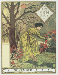 PDF Counted Vintage Cross Stitch Pattern | Garden Calendar for November | Female Gardener | 1800s | 5 Sizes