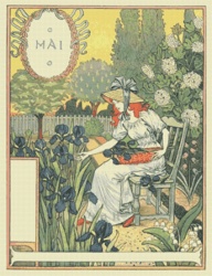 PDF Counted Vintage Cross Stitch Pattern | Garden Calendar for May | Female Gardener | 1800s | 5 Sizes