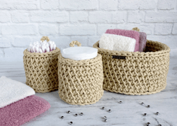Set of rope baskets bathroom Small item storage Nest of basket Home storage case Basket for shelves Cotton swab holder Household basket