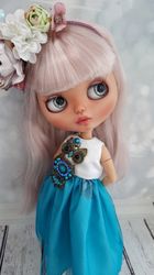 Custom Blythe doll. doll with pink hair.