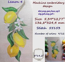 Lemon 4 8x14  Embroidery Design   DIGITAL EMBROIDERY