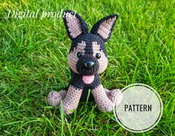 Crochet Pattern Dog German Shepherd, Amigurumi Crochet Dog Pattern, Stuffed toy, Soft toy pattern