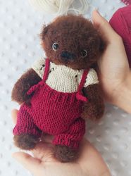 OOAK collectable teddy bear 7,6 inches/ Plush teddy bear/ Artist plush animal/ Stuffed handmade teddy bear/ Little bear
