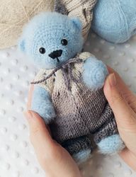 Plush teddy bear 7,6 inches/ OOAK collectable bear/ Artist plush animal/ Totem animal toy/ Stuffed handmade teddy bear