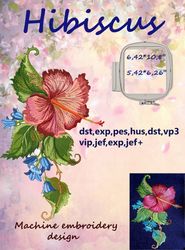 Hibiscus   Machine Embroidery Design DIGITAL EMBROIDERY