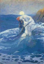 PDF Counted Vintage Cross Stitch Pattern | The Mermaid | Howard Pyle 1910 | 4 Sizes