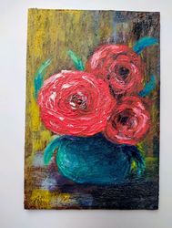 Peonies painting original flower art acrylic painting red peonies