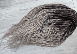 Ombre natur gray dreadlocks Smooth Classic Synthetic dreadlocks extensions, Fake dreads double ended dreads, DE dreads s