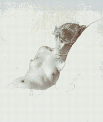 PDF Counted Vintage Cross Stitch Pattern | Nude Sketch | Mikhail Zichi 1827-1906 | 5 Sizes