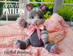 Crochet cat pattern, Amigurumi toy crochet pattern, cat plush pattern, soft toy, crochet kitten, realistic cat