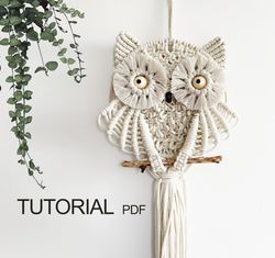 OWL Macrame Pattern Pdf, Wall Hanging Nursery DIY, Owl dream catcher tutorial