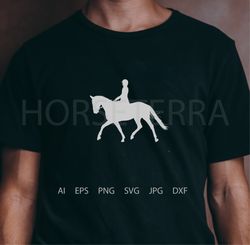 Silhouette images girl on horse. Dressage. SVG file