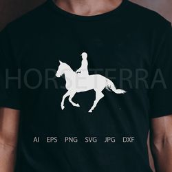Silhouette images girl on horse. Dressage. SVG file