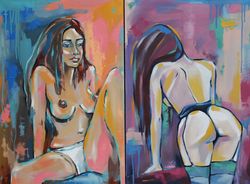 Nude Woman Painting Erotic Original Art Female Body Artwork Sexy Wall Art MADE TO ORDER!